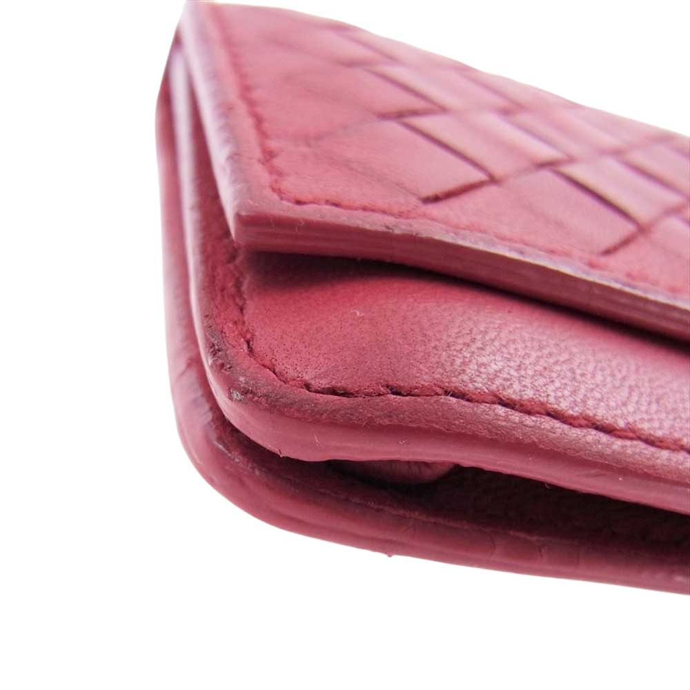 BOTTEGAVENETA ボッテガヴェネタ イントレチャート カードケース 名刺入れ レッド系【中古】