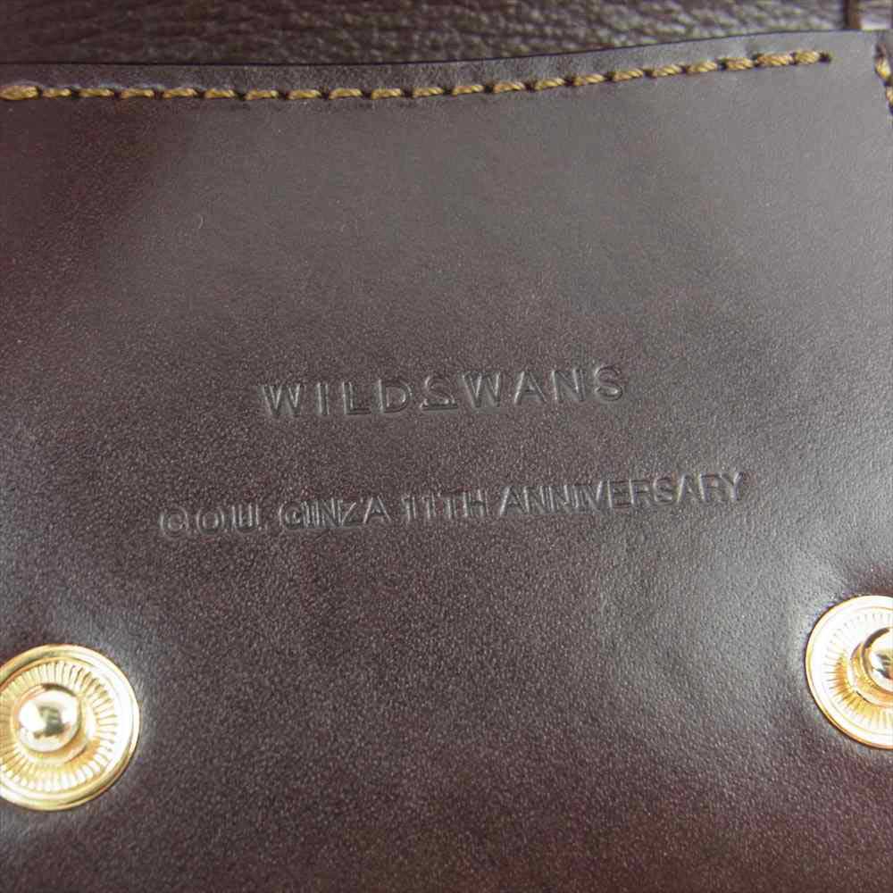 WILDSWANS ワイルドスワンズ 銀座店11周年記念 G11-R/H グレインレザー 型押し PALM パーム ミニ ウォレット 財布 ブラウン系【美品】【中古】