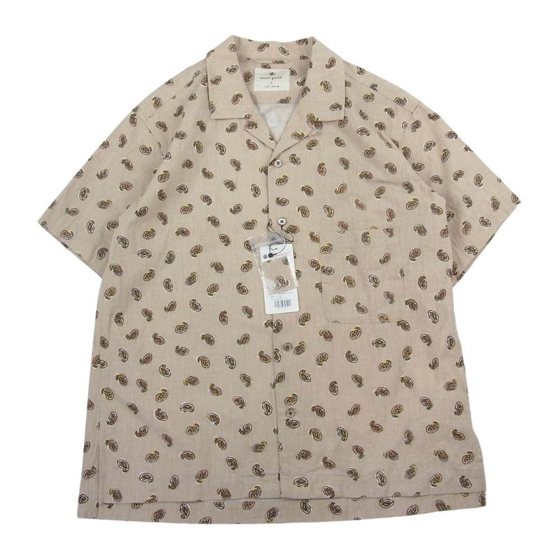 snowpeak スノーピーク SH-21SU101 Organic Cotton Poplin Shirt 総柄 ペイズリー プリント 半袖シャツ  ベージュ系 S【新古品】【未使用】【中古】