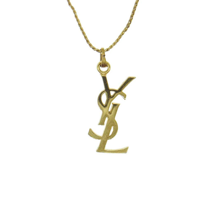 YVES SAINT LAURENT イヴサンローラン ヴィンテージ YSL ロゴ ゴールドカラー ネックレス ペンダント ゴールド系【中古】