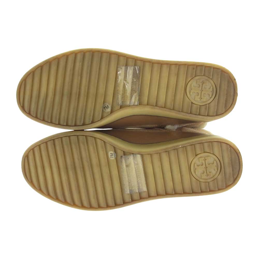 Tory Burch トリーバーチ 33138334 NADINE BOOTIE スエード ファー ショート ブーツ ベージュ系 7M【中古】