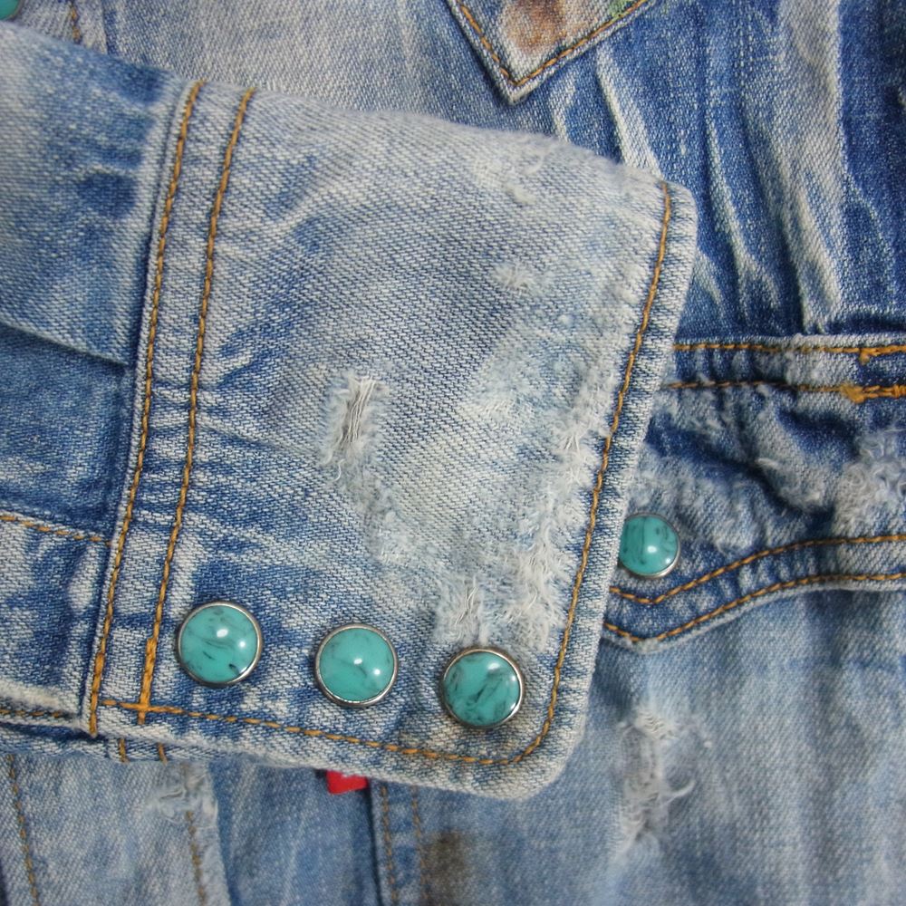 MARBLES マーブルズ MSH-A1502 クラッシュ ダメージ デニム シャツ ダメージ加工 インディゴブルー系 M【中古】