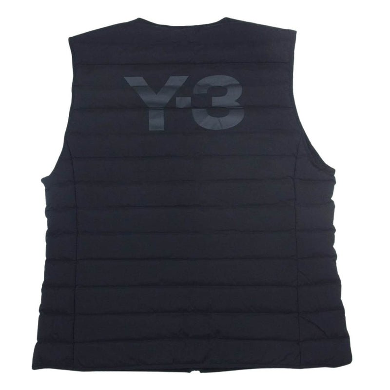 Yohji Yamamoto ヨウジヤマモト GK4577 Y-3 ワイスリー Classic Liner Vest クラシックライナー フルジップ  バックロゴ ダウンベスト ブラック系 XL【美品】【中古】
