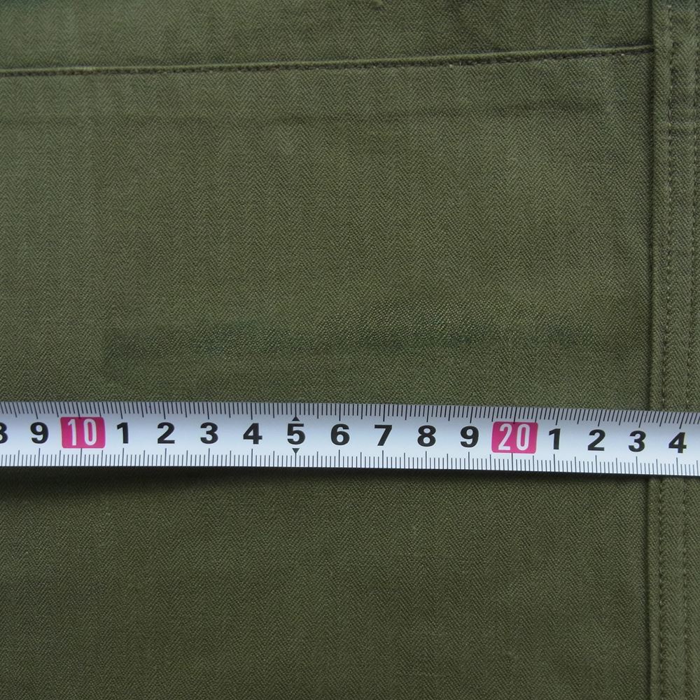 FRENCH ARMY 実物 M-47 後期 ヘリンボーン ボタンフライ テーパード ミリタリー カーゴ パンツ カーキ系 31【中古】