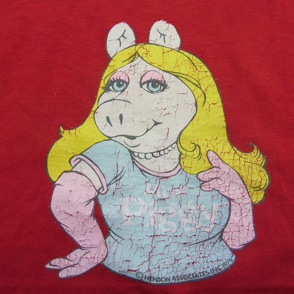 Champion チャンピオン ヴィンテージ 80s バータグ プリント Tシャツ レッド系 L【中古】