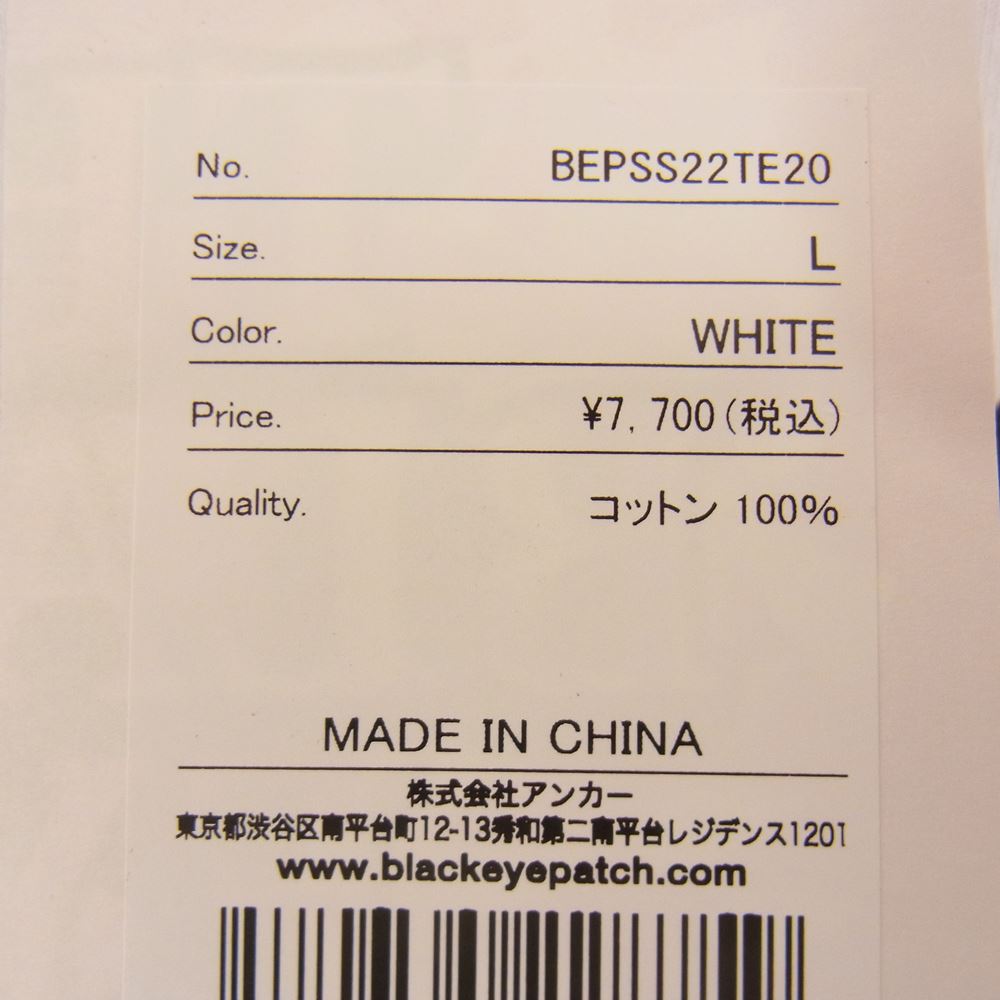 ブラックアイパッチ 22SS BEPSS22TE20 Spendin' Night Tee プリント 半袖 Tシャツ ホワイト系 L【新古品】【未使用】【中古】