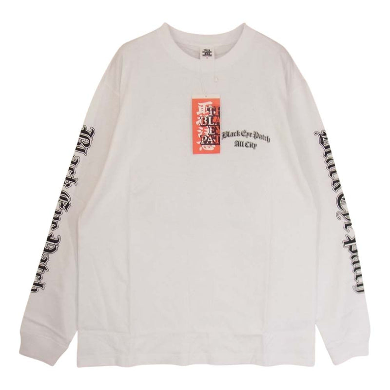 ブラックアイパッチ 22SS BEPSS22TE06 ALL CITY BLACKLETTER L/S TEE プリント 長袖 Tシャツ ホワイト系  M【新古品】【未使用】【中古】