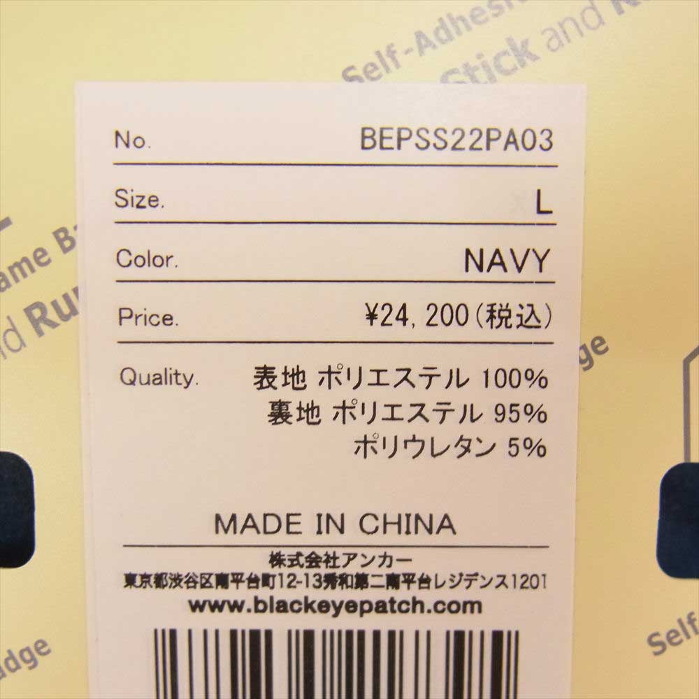 ブラックアイパッチ 22SS BEPSS22PA03 B EMBLEM VELOUR PANTS エンブレム ベロア パンツ ネイビー系 L【新古品】【未使用】【中古】