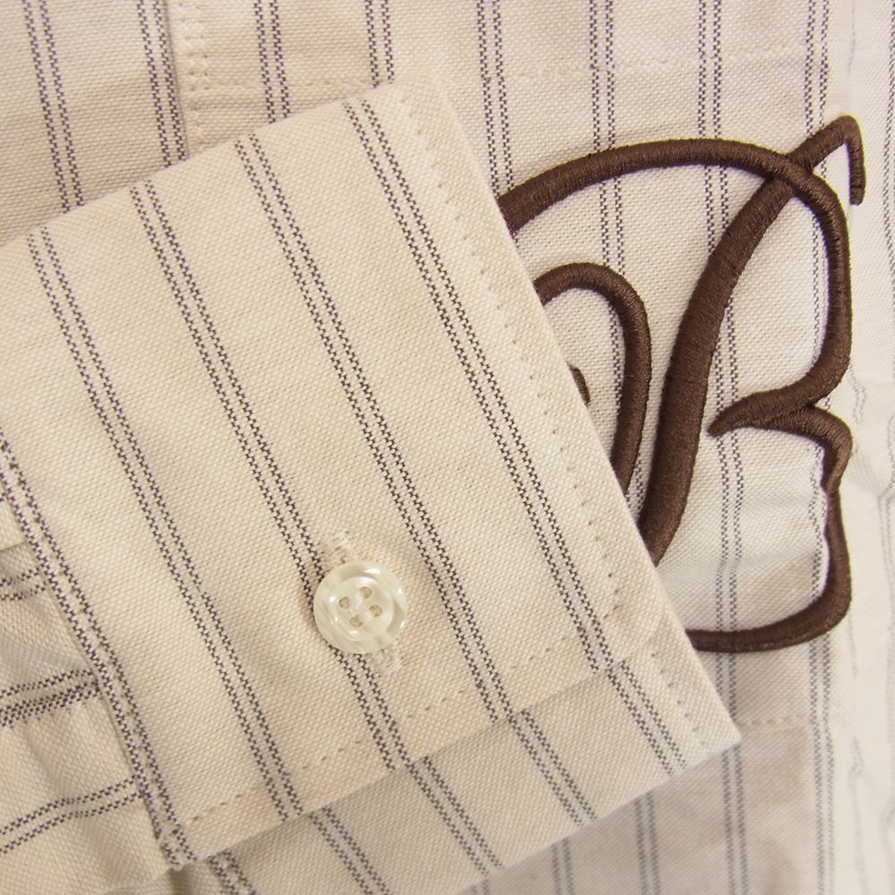 ブラックアイパッチ 22AW BEPFW22TP11 立体B刺繍 ストライプ ボタンダウン 長袖 シャツ ベージュ系 M【新古品】【未使用】【中古】