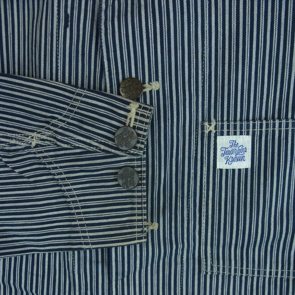TENDERLOIN テンダーロイン T-COVERALL ヒッコリー カバーオール ジャケット インディゴブルー系 オフホワイト系 XS【中古】