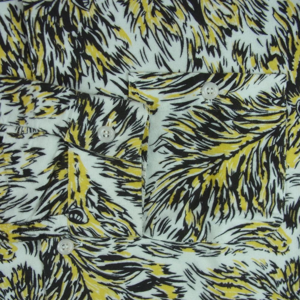 TENDERLOIN テンダーロイン T-PRINT FLANNEL SHT WOLF YELLOW プリント フランネル ウルフ 長袖 シャツ イエロー系 ブラック系 ホワイト系 S【中古】
