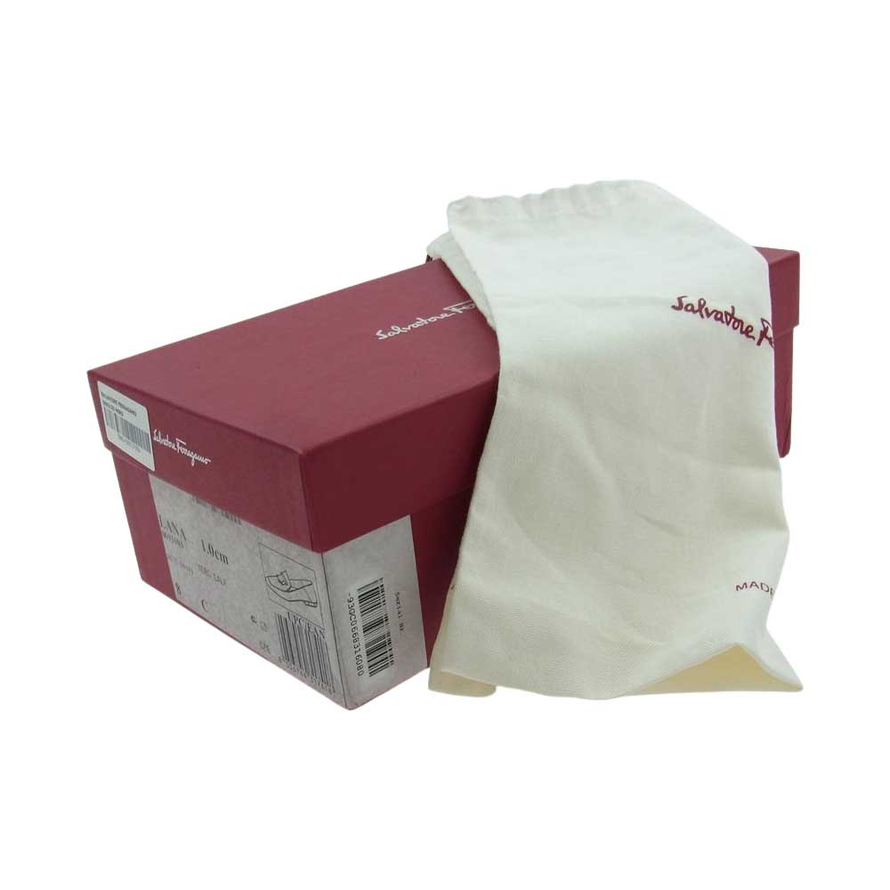 Salvatore Ferragamo サルヴァトーレフェラガモ スクエアトゥ レザー パンプス ブラック系 ゴールド系 8c【中古】