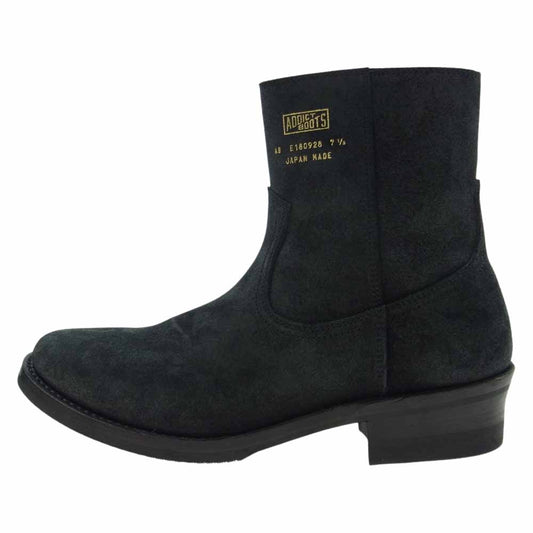 ADDICT CLOTHES アディクトクローズ Addict Boots STEERSUEDE ZIP WESTERN BOOTS ステア スウェード ジップ ウエスタン ブーツ ブラック系 US7.5【美品】【中古】