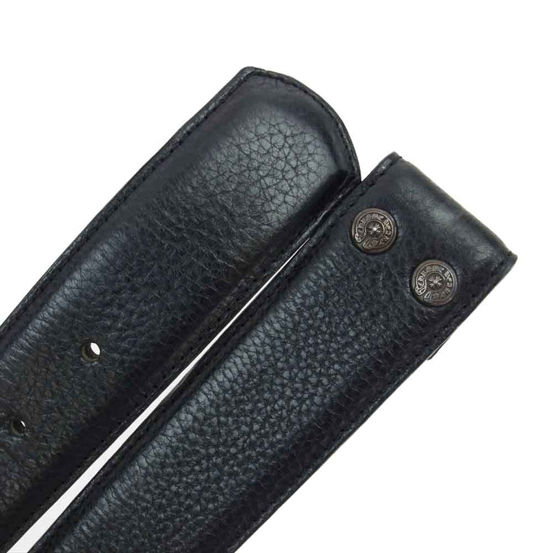 CHROME HEARTS クロムハーツ（原本無） 1.5 STRAP レザー ベルト ストラップ ブラック系 34【中古】