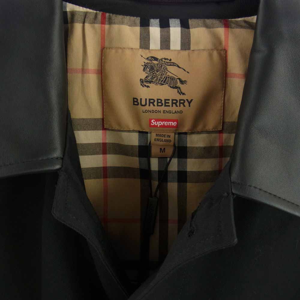 Supreme シュプリーム 22SS Burberry バーバリー Leather Collar Trench レザーカラー トレンチコート ブラック系 M【新古品】【未使用】【中古】