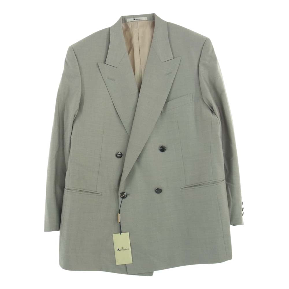 Aquascutum アクアスキュータム シルク混 ピークドラペル ロゴ釦