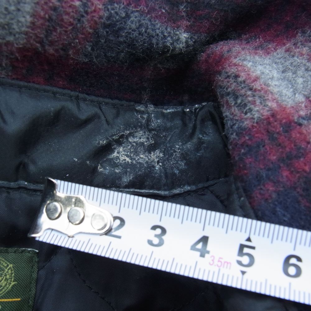 Eddie Bauer エディー・バウアー キルトライナー チェック フルジップ ブルゾン ジャケット ネイビー系 ワインレッド系 XS【中古】