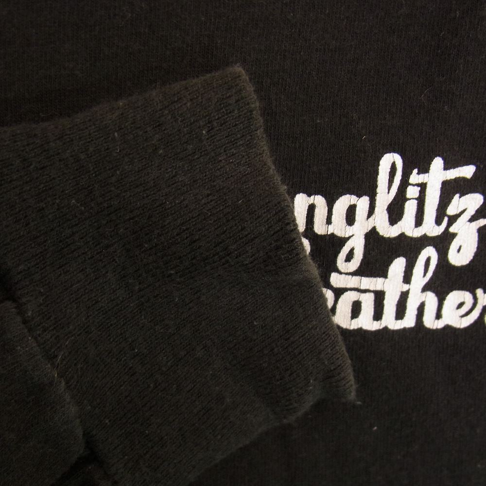 LANGLITZ LEATHERS ラングリッツレザーズ Cut and Sewn ロゴ プリント クルーネック ロンT 長袖 Tシャツ ブラック系 S【中古】