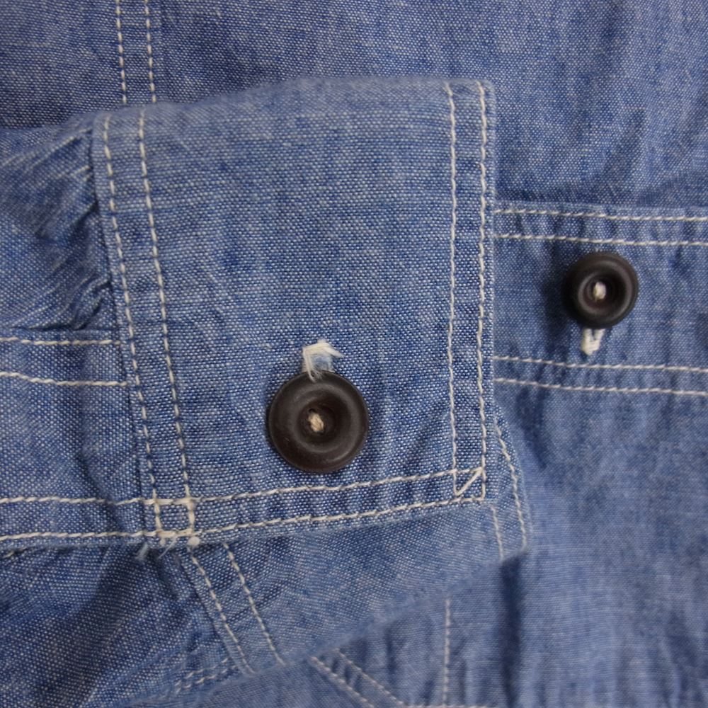 FREEWHEELERS フリーホイーラーズ The UNION SPECIAL OVERALLS ユニオンスペシャルオーバーオールズ 長袖 シャンブレー シャツ マチ付 ブルー系 14【中古】