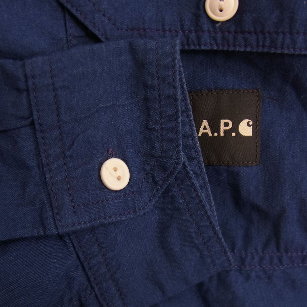A.P.C. アーペーセー × Carhartt カーハート WIP L/S Sailor Shirt 長袖 シャツ ネイビー系 L【中古】