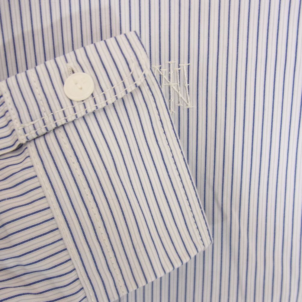 NEIGHBORHOOD ネイバーフッド 10AW 102BENH-SHM04 CLASSIC STRIPE C-SHIRT.LS クラシック ストライプ 長袖 シャツ ブルー系 L【中古】