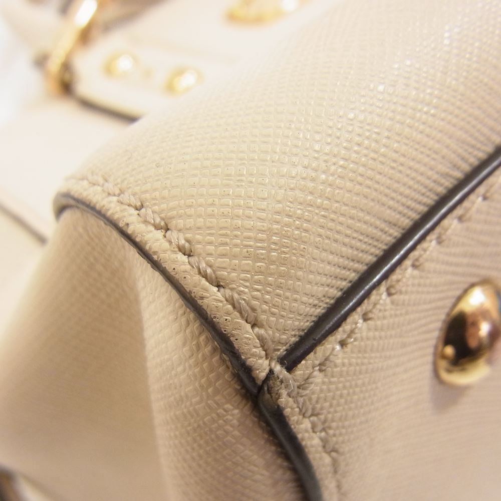 Michael Kors マイケルコース ロゴプレート 2WAY レザー ショルダーバッグ オフホワイト系【中古】