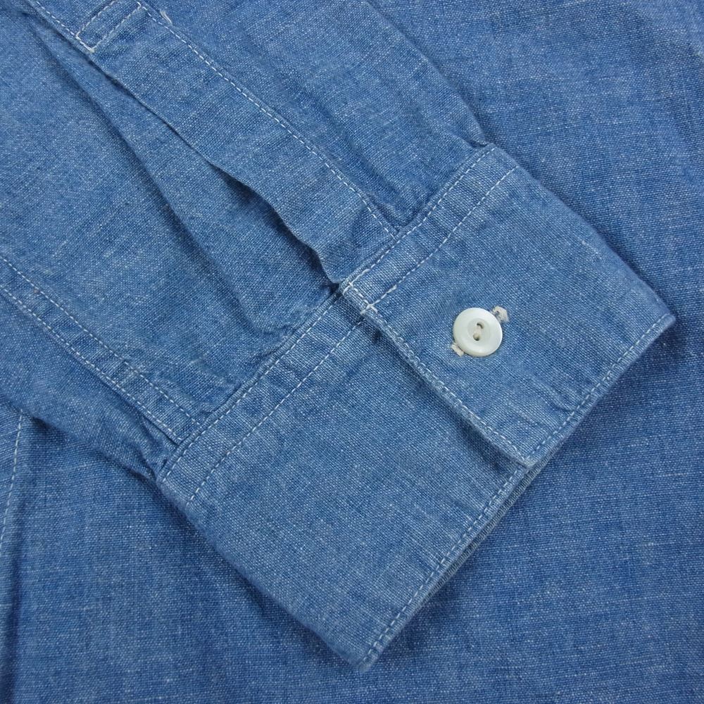 A VONTADE アボンタージ Banded Collar Shirts バンドカラー シャンブレー ワーク 長袖 シャツ インディゴブルー系 L【中古】