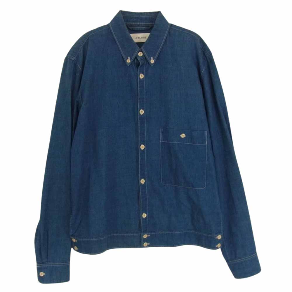 ルメール ボタンダウン 長袖 シャツジャケット ブルー系 46【中古 