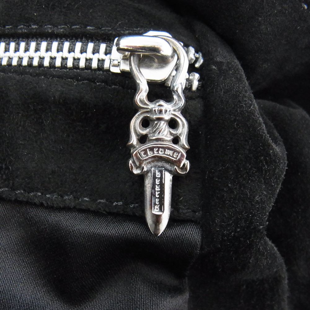 CHROME HEARTS クロムハーツ(原本無) 国内正規品 2B クロスボール レザー スエード ベスト ブラック系 S【中古】