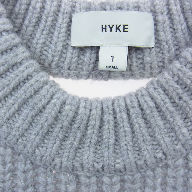 HYKE ハイク 222-11286 013 RIBBED SWEATER 背空き リブ ニット セーター グレー系 S【美品】【中古】