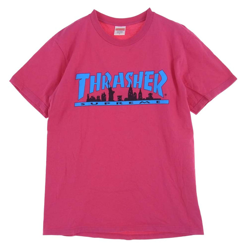 Supreme シュプリーム 21AW Thrasher Skyline Tee スラッシャー ロゴ プリント スカイライン 半袖 Tシャツ ピンク系  S【中古】