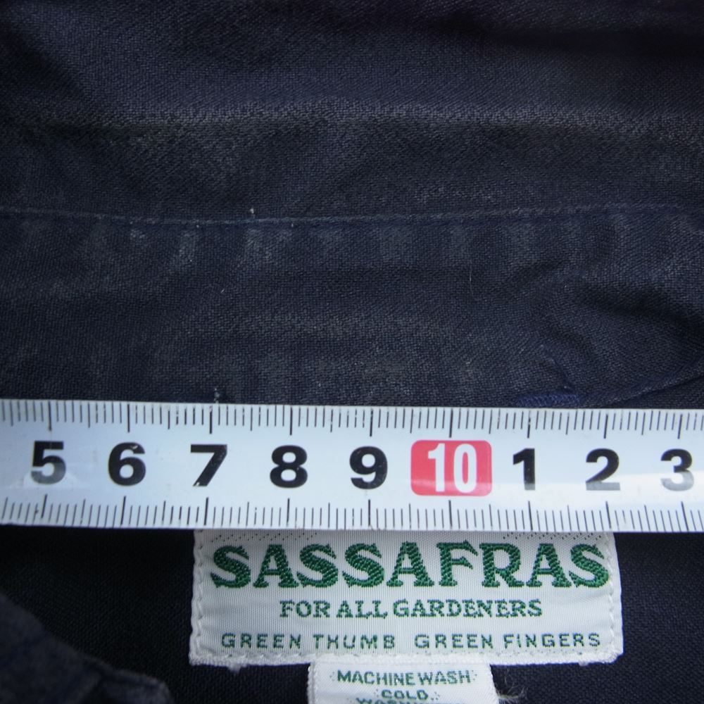 SASAFRAS ササフラス FEEL SUN HALF フィールサンハーフ アーミークロス シャツ ジャケット 猫目ボタン ネイビー系 S【中古】