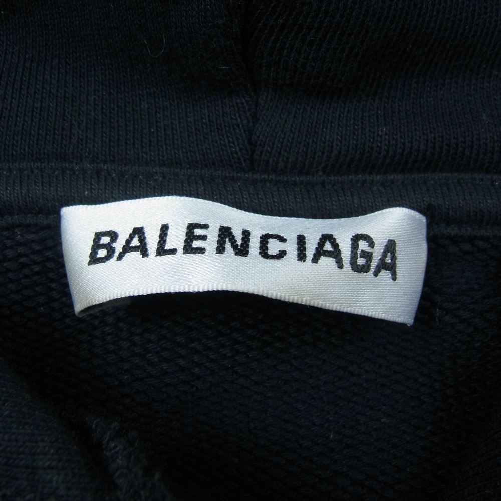 BALENCIAGA バレンシアガ 570798 TEV50 レインボー ロゴ刺繍 オーバーサイズ プルオーバー パーカー XS ブラック系 XS【中古】