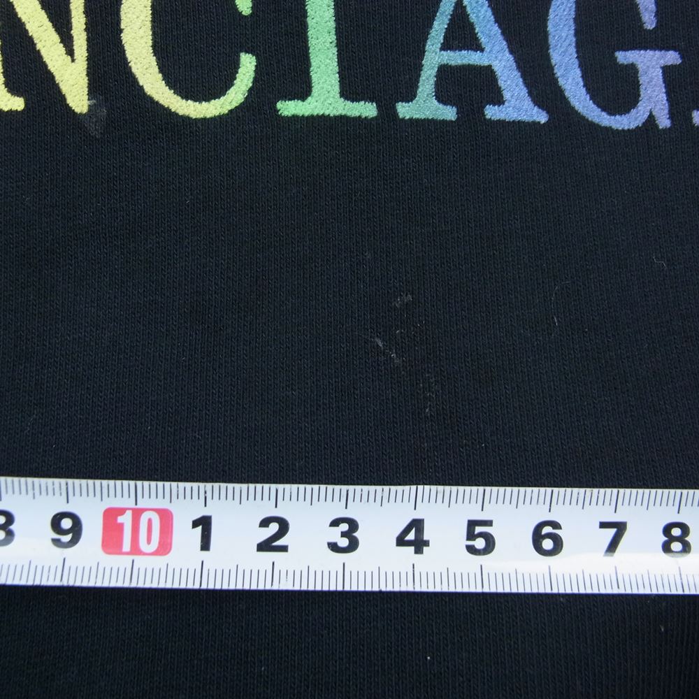 BALENCIAGA バレンシアガ 570811 TEV50 レインボー ロゴ刺繍 オーバーサイズ プルオーバー パーカー M ブラック系 M【中古】