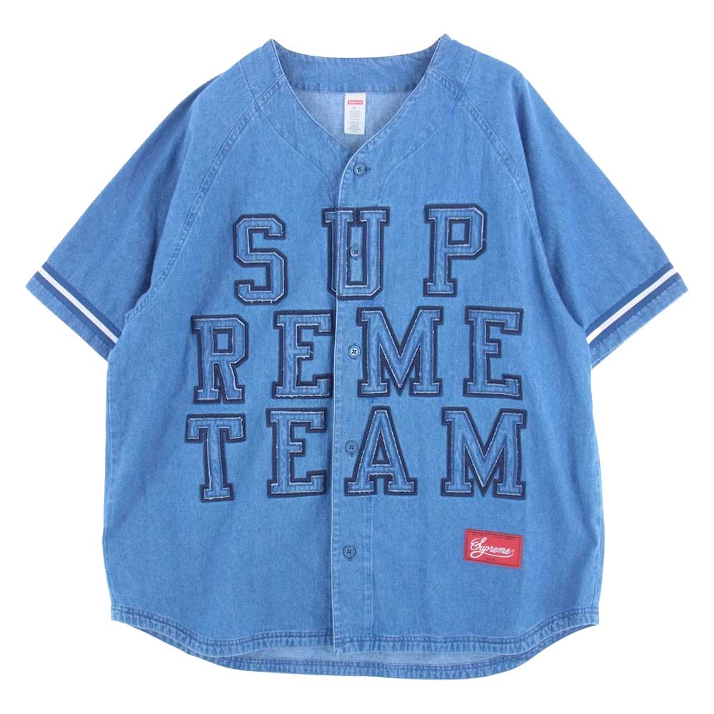 Supreme シュプリーム 22AW Denim Baseball Jersey ベースボール ジャージー デニムシャツ ブルー系 XL【中古】