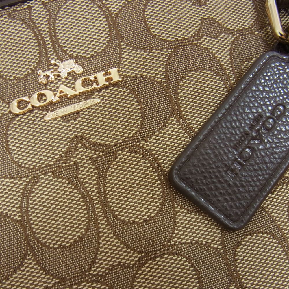 COACH コーチ F55364 アウトライン シグネチャー キャンバス×レザー ハンドバッグ ブラウン系【中古】