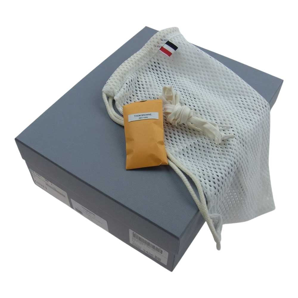 THOM BROWNE トムブラウン MFD239A-L0010 国内正規品 TECH RUNNER SNEAKERS ボア スエード 3ライン トリコロール スニーカー ホワイト オフホワイト系 8.5【極上美品】【中古】