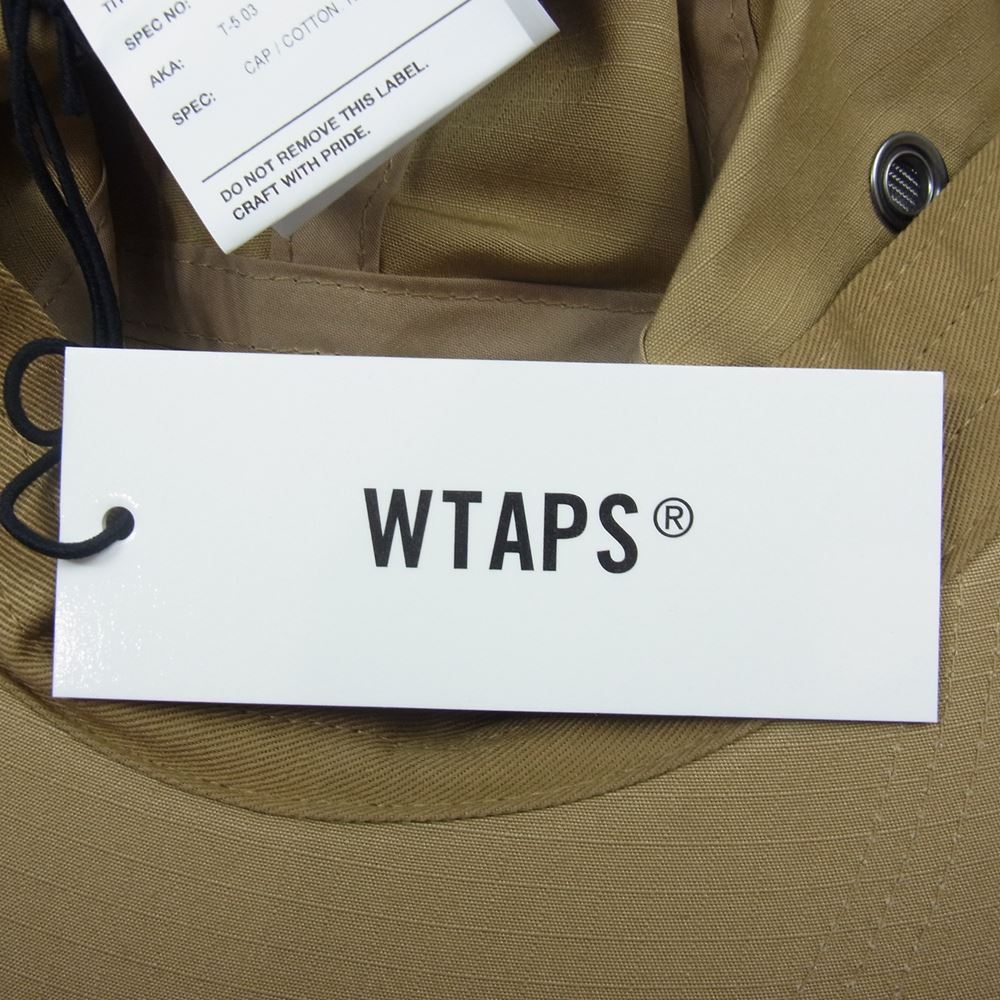 WTAPS ダブルタップス 21SS 211HCDT-HT03 T-5 03 CAP ロゴ リップストップ 5パネル キャップ ベージュ系 F【極上美品】【中古】