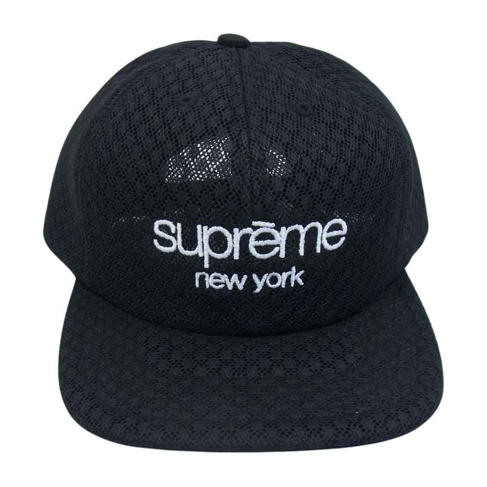 Supreme シュプリーム 22SS classic logo クラシック ロゴ 6－Panel パネル メッシュ New York ニューヨーク キャップ 帽子 ブラック系【美品】【中古】