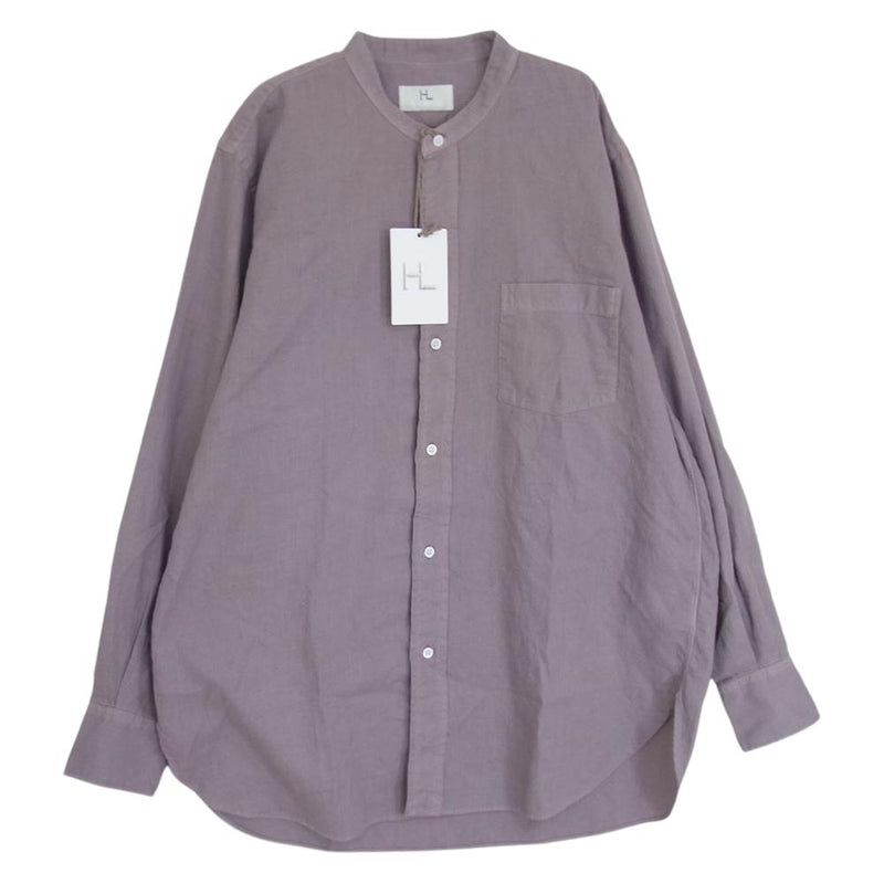 ヘリル 22-050-HL-8010-3 Cotton Cashmere Brush Standcollar Shirts コットン カシミヤ  スタンドカラー シャツ ピンクパープル系 1【中古】