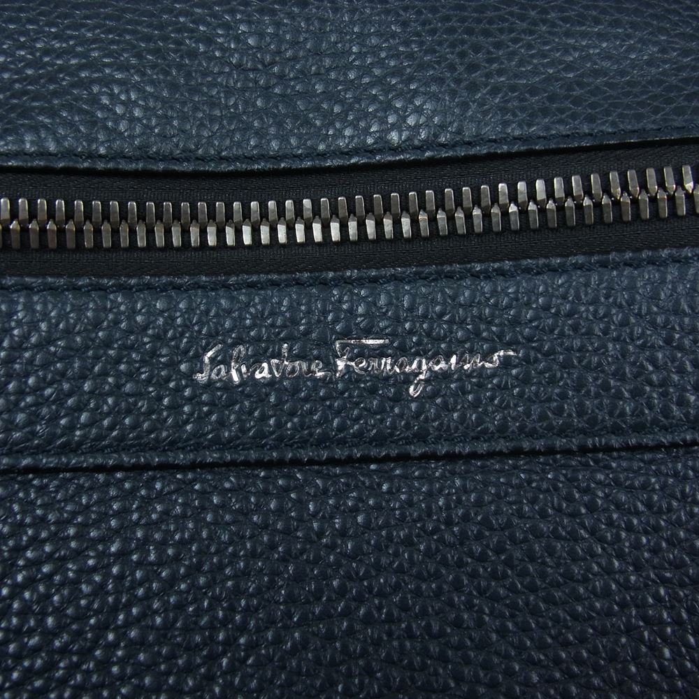Salvatore Ferragamo サルヴァトーレフェラガモ RE-240433 ロゴ レザー バックパック リュック ネイビー系【中古】