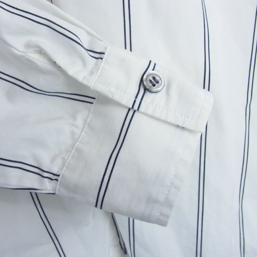 ミズイロインド 818 オーバーサイズ ストライプ 比翼 シャツ ブラウス ホワイト系【中古】