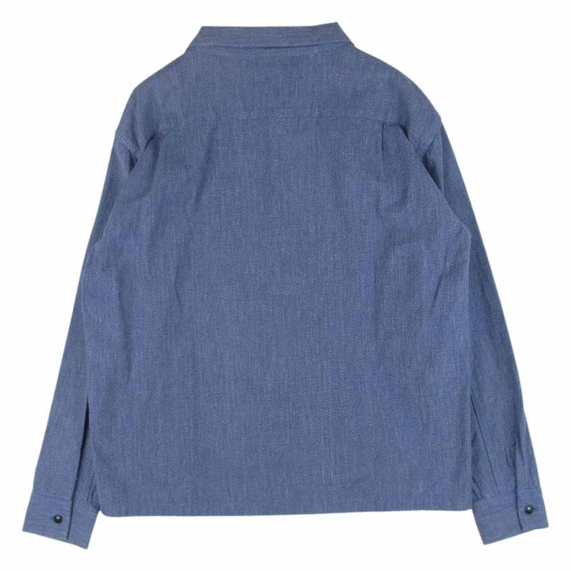 TENDERLOIN オープンカラーシャツ 長袖 ウール L 日本製 ネイビー約60cm