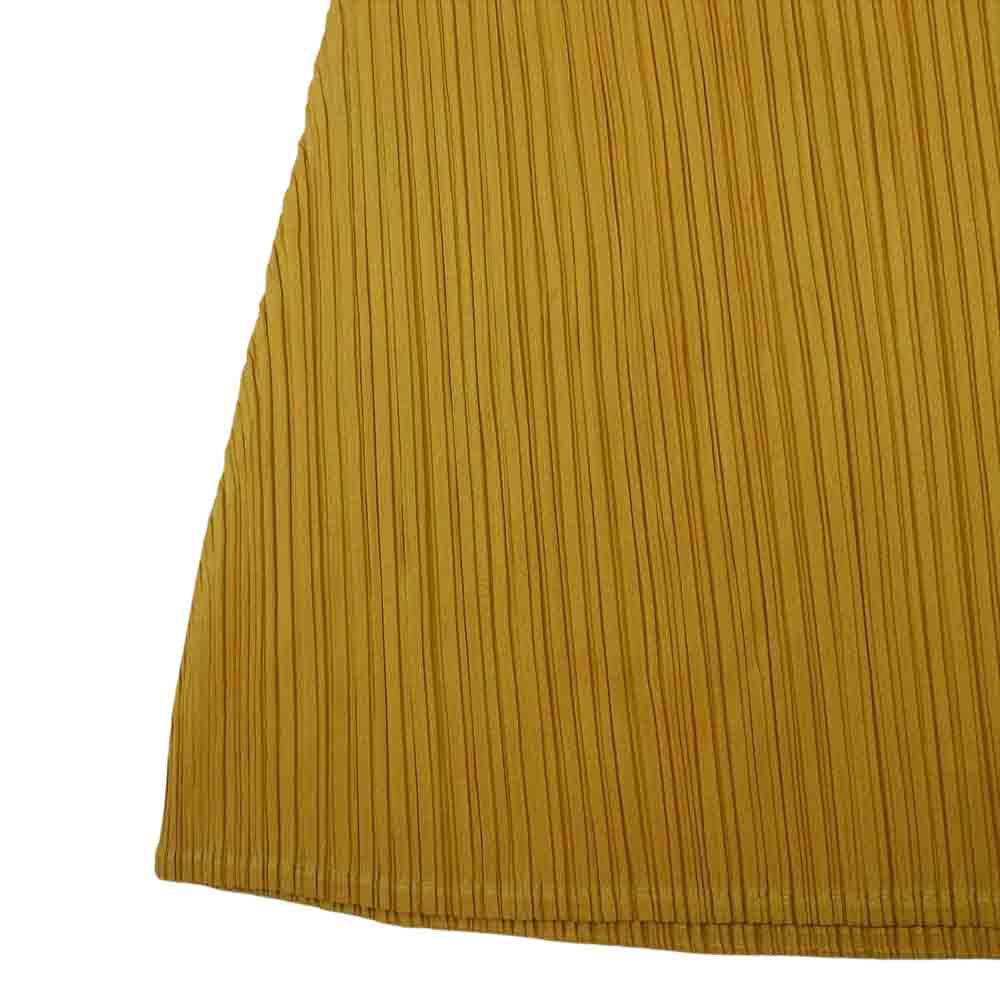 PLEATS PLEASE プリーツプリーズ イッセイミヤケ PP01-JH125 プリーツ加工 セーラーカラー ロング ドレス ワンピース マスタード イエロー系 3【美品】【中古】