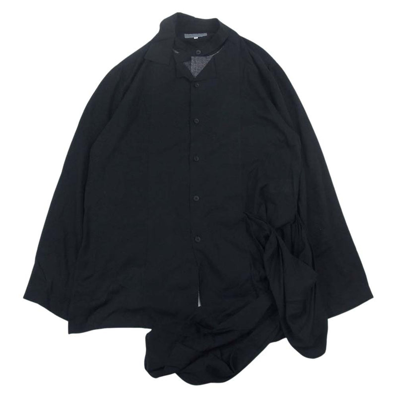 Yohji Yamamoto POUR HOMME ヨウジヤマモトプールオム 21SS HD-B11-825 Layered Docking  Shirt 二重フラシ布付き B ドッキング 長袖 シャツ ブラック系 4【中古】
