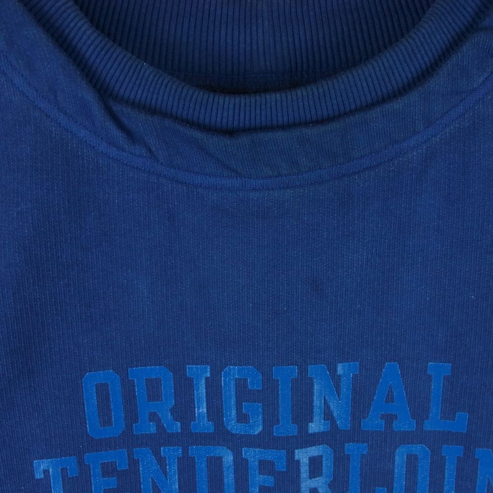 TENDERLOIN テンダーロイン 22SS MOSS STITCH SWEAT モスステッチ ロゴプリント スウェット トレーナー ブルー系 M【中古】
