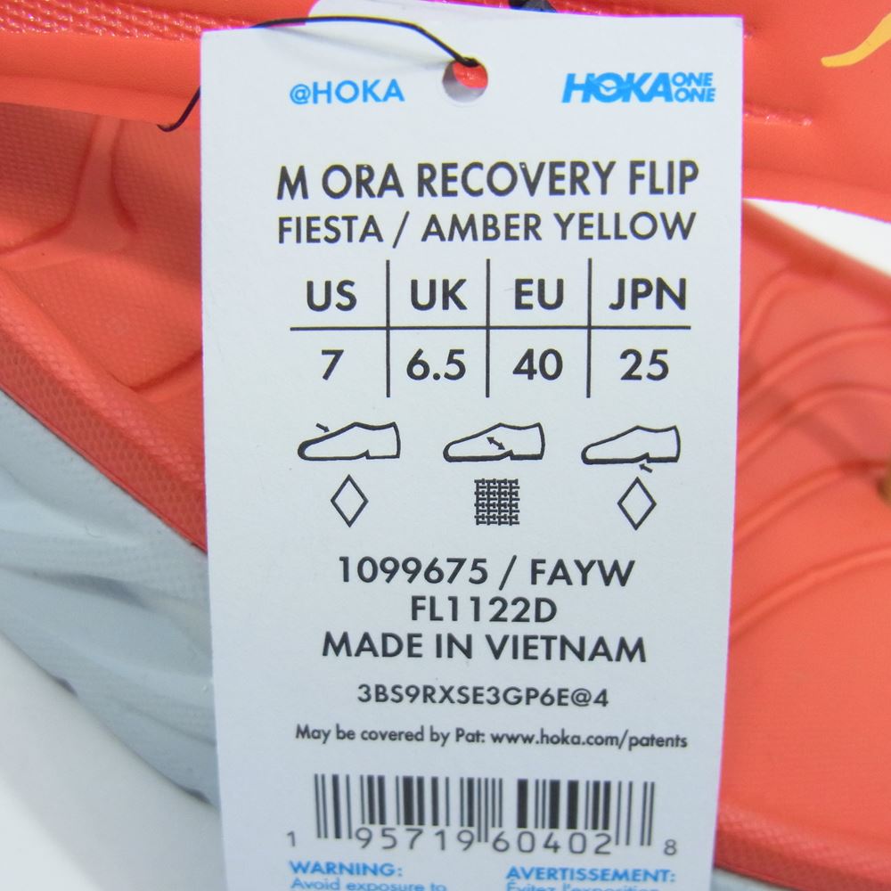 ホカ オネオネ 1099675-FAYW ORA RECOVERY FLIP オラ リカバリー フリップ サンダル レッド系 25.0cm【極上美品】【中古】