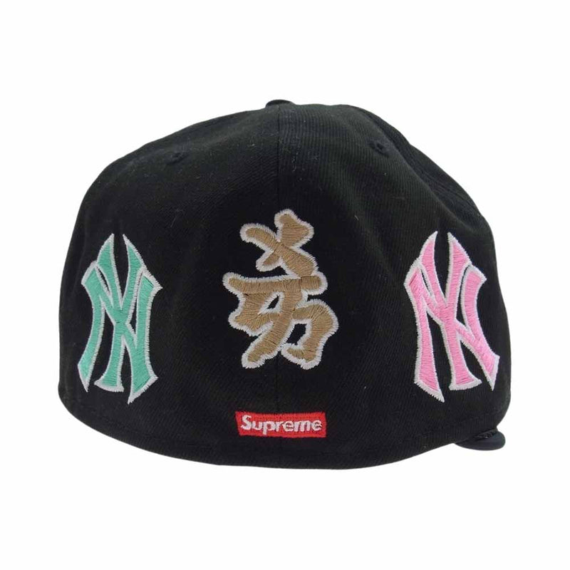 Supreme シュプリーム 22AW × New York Yankees New Era ニューエラ Kanji 漢字 ロゴ キャップ ブラック系  7.5/8【中古】