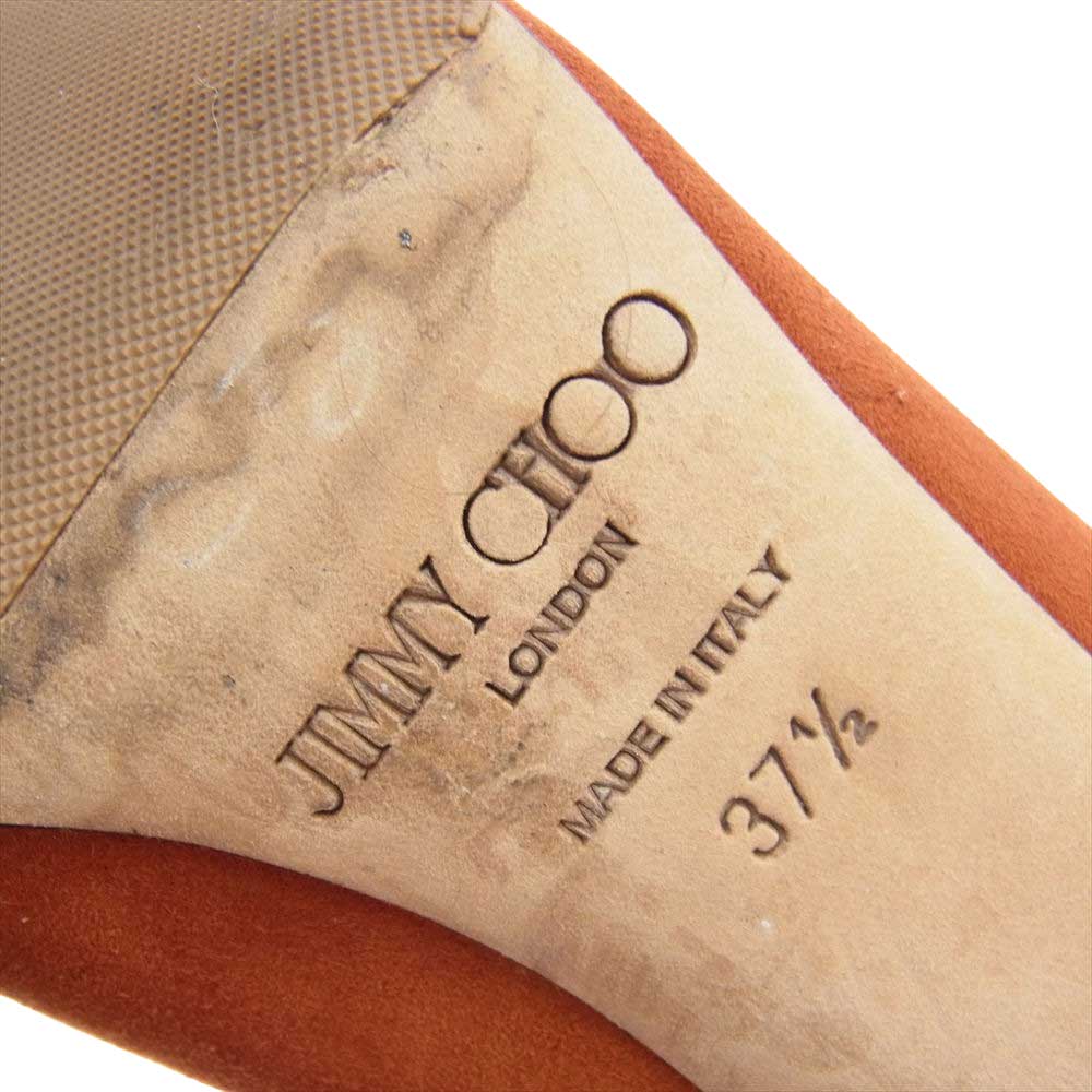 JIMMY CHOO ジミーチュウ スエード パンプス ピンヒール オレンジ系 茶色よりのオレンジ 37.1/2【中古】