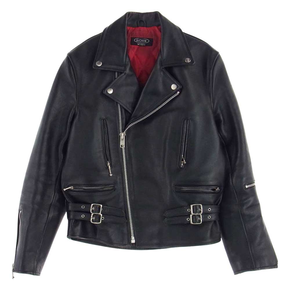 ホーン ワークス ダブル レザー ライダース ブラック系 M【中古